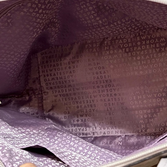 Kate spade Haven Lane hand Glitter stripe taupe gold Shoulder tote Bag. - Picture 3 of 5